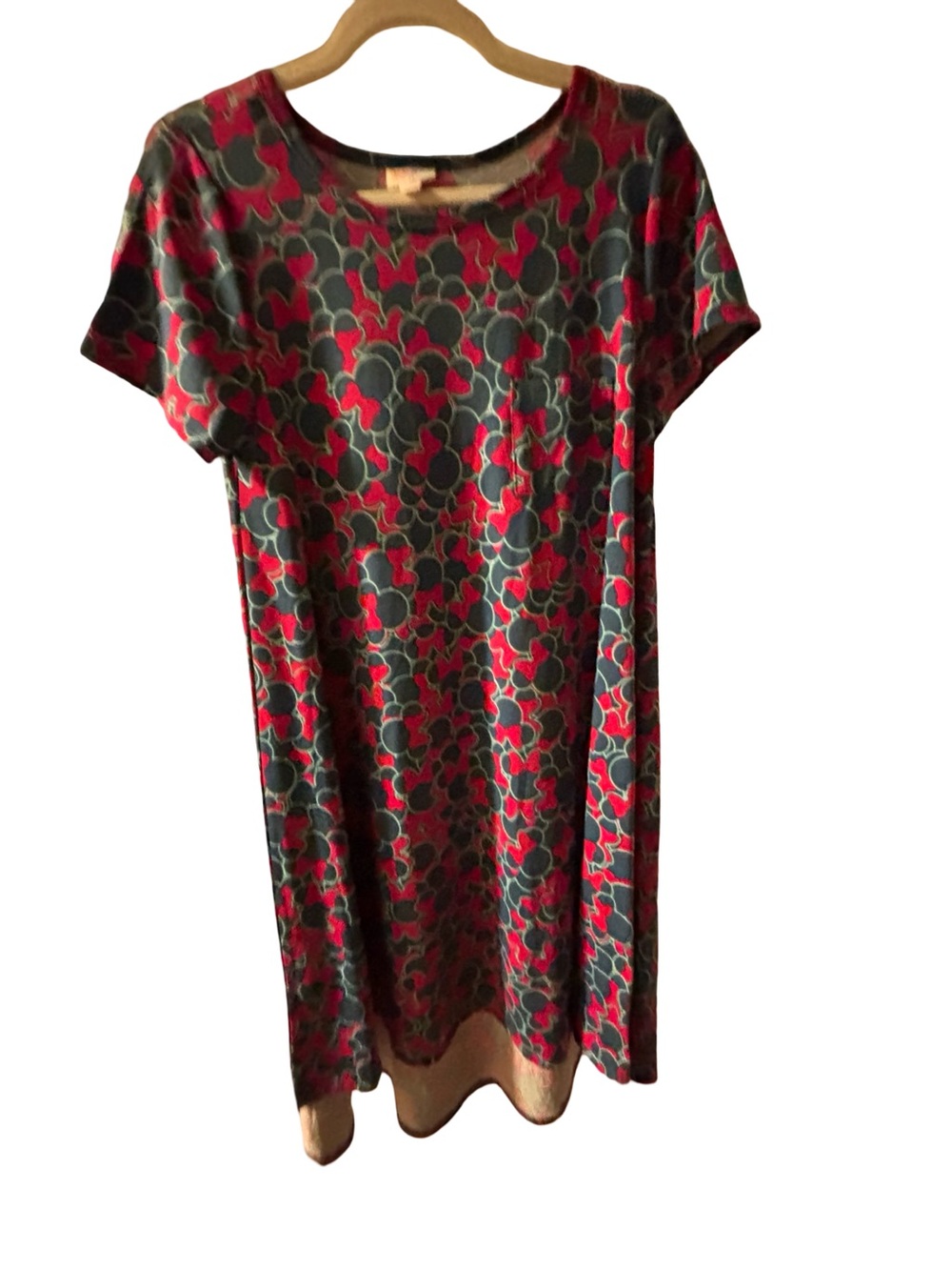 Disney Short-Sleeve Tunic High Low Minnie Print Dress Small